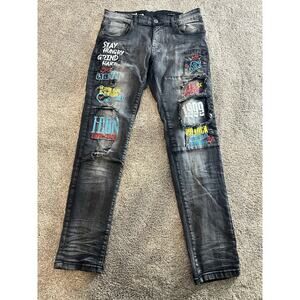 Copper Rivet Men Slim Fit Distressed Jeans 34/32 1999 King If Kings Stay Hungry